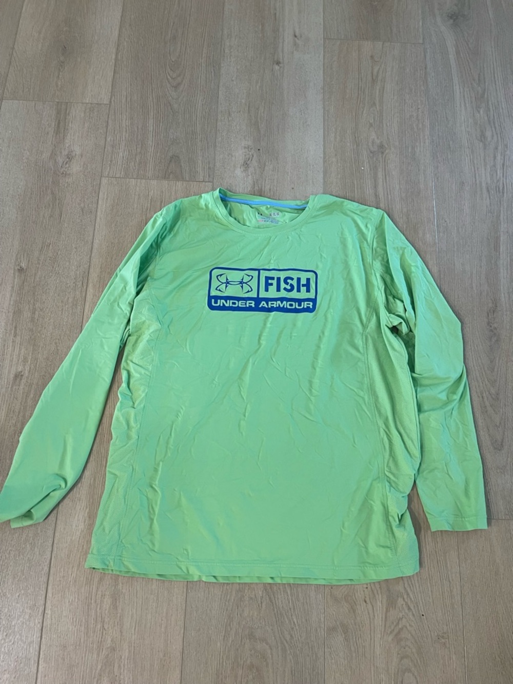 Under Armour Fish Long-Sleeve Performance Shirt - Neon Green with Blue Logo